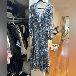 Amur blue ruffle long dress - 0